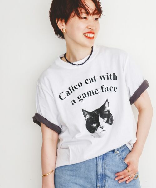 le.coeur blanc / ルクールブラン Tシャツ | Regency WorksネコプリントT（オフ）