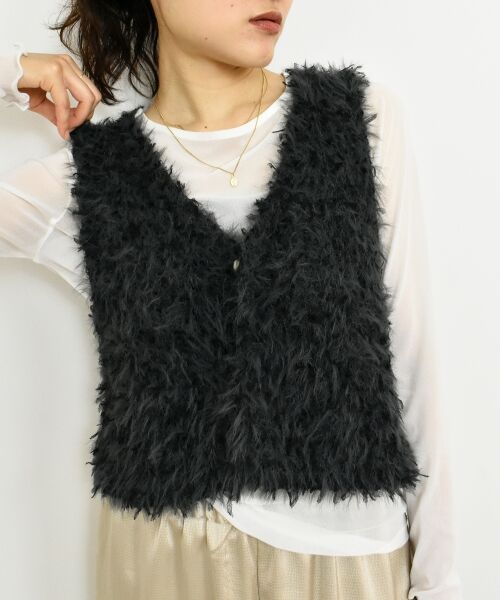 le.coeur blanc / ルクールブラン ベスト | TORRAZZO DONNAチュール×シャギーニットベスト | 詳細14