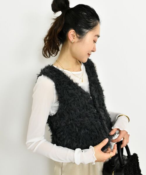 le.coeur blanc / ルクールブラン ベスト | TORRAZZO DONNAチュール×シャギーニットベスト | 詳細15