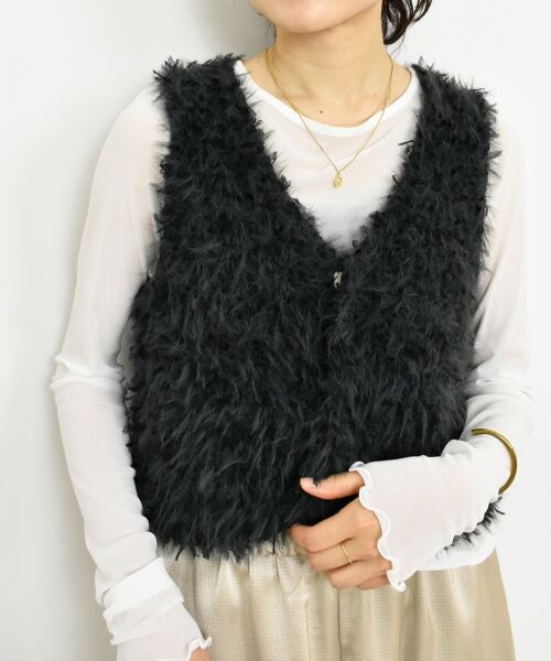 le.coeur blanc / ルクールブラン ベスト | TORRAZZO DONNAチュール×シャギーニットベスト | 詳細17