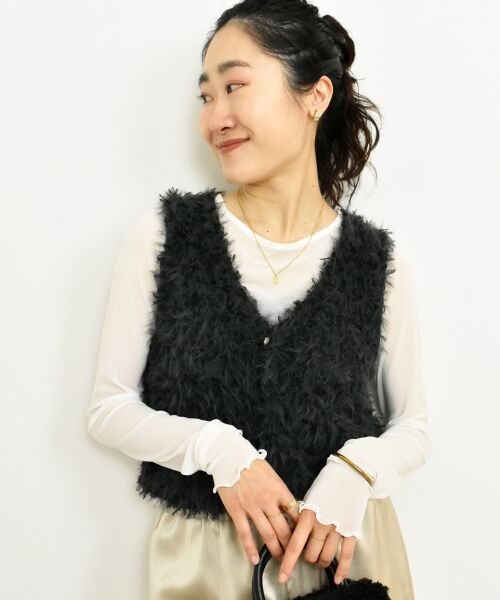 le.coeur blanc / ルクールブラン ベスト | TORRAZZO DONNAチュール×シャギーニットベスト | 詳細18