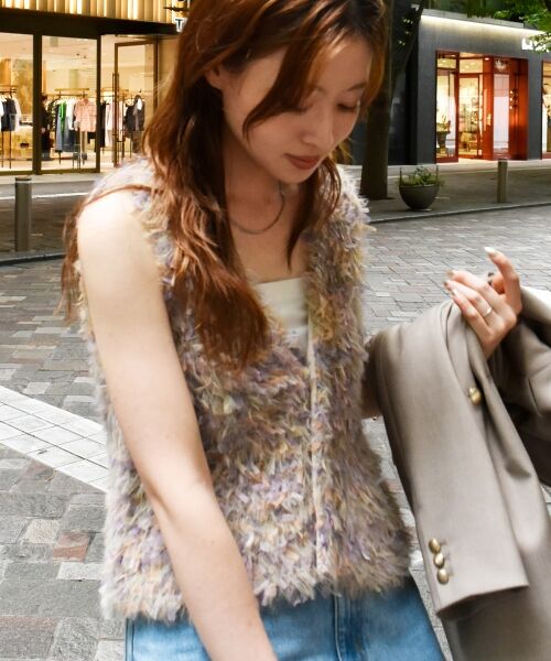 le.coeur blanc / ルクールブラン ベスト | TORRAZZO DONNAチュール×シャギーニットベスト | 詳細3