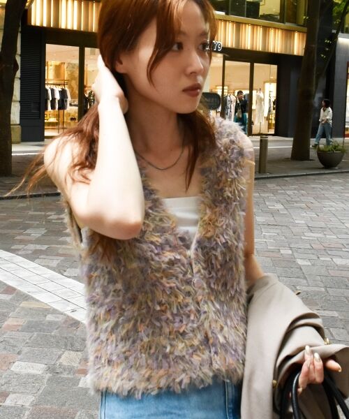 le.coeur blanc / ルクールブラン ベスト | TORRAZZO DONNAチュール×シャギーニットベスト | 詳細4