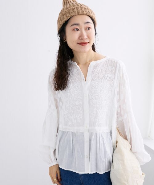 le.coeur blanc / ルクールブラン シャツ・ブラウス | 《手洗い可能》Fanakaミックス刺しゅうレースブラウス | 詳細1