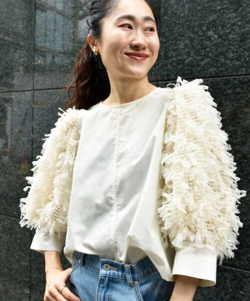 le.coeur blanc / ルクールブラン シャツ・ブラウス | TORRAZZO DONNA袖チュールブラウス | 詳細13