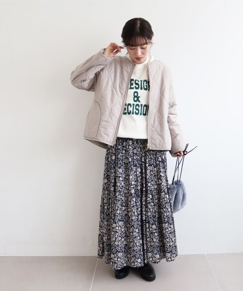 le.coeur blanc / ルクールブラン ロング・マキシ丈スカート | 《手洗い可能》Fanaka別注フラワー×ストライプスカート | 詳細3