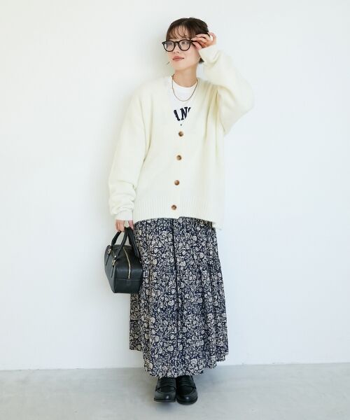 le.coeur blanc / ルクールブラン ロング・マキシ丈スカート | 《手洗い可能》Fanaka別注フラワー×ストライプスカート | 詳細7