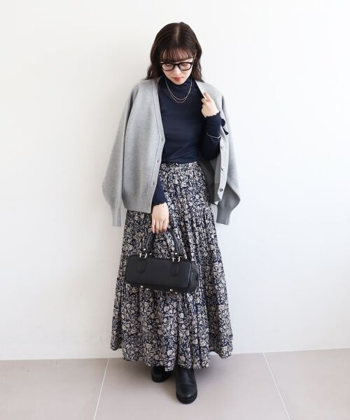 le.coeur blanc / ルクールブラン ロング・マキシ丈スカート | 《手洗い可能》Fanaka別注フラワー×ストライプスカート | 詳細8