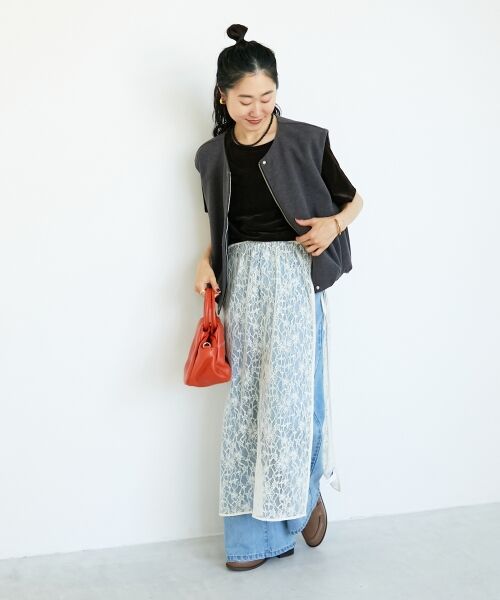 le.coeur blanc / ルクールブラン ロング・マキシ丈スカート | ElisaNovelliレースラップスカート | 詳細14