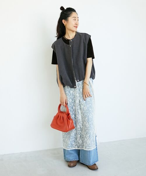 le.coeur blanc / ルクールブラン ロング・マキシ丈スカート | ElisaNovelliレースラップスカート | 詳細15