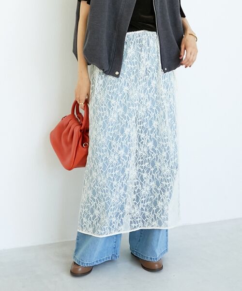 le.coeur blanc / ルクールブラン ロング・マキシ丈スカート | ElisaNovelliレースラップスカート | 詳細18
