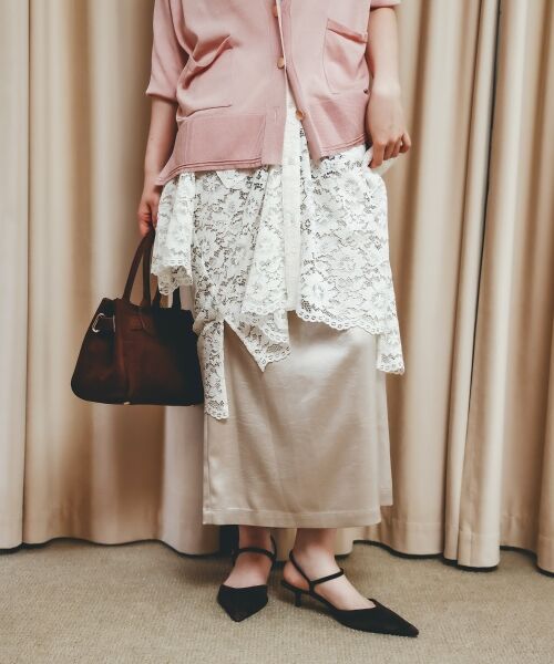 le.coeur blanc / ルクールブラン ロング・マキシ丈スカート | ElisaNovelliレースラップスカート | 詳細25