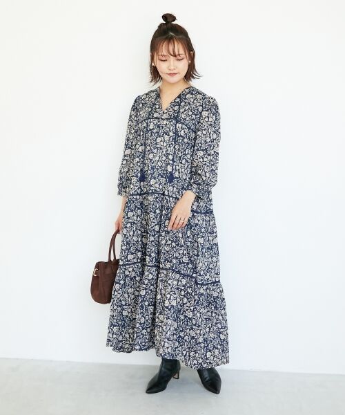 le.coeur blanc / ルクールブラン ロング・マキシ丈ワンピース | 《手洗い可能》Fanaka別注フラワー×ストライプワンピース | 詳細10