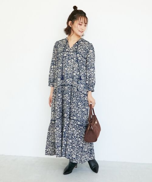 le.coeur blanc / ルクールブラン ロング・マキシ丈ワンピース | 《手洗い可能》Fanaka別注フラワー×ストライプワンピース | 詳細11