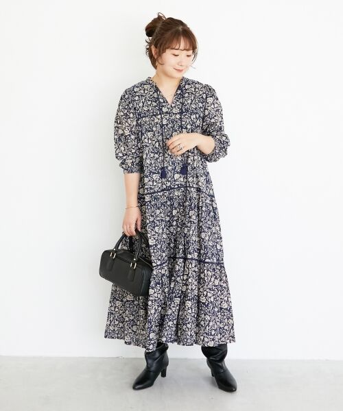 le.coeur blanc / ルクールブラン ロング・マキシ丈ワンピース | 《手洗い可能》Fanaka別注フラワー×ストライプワンピース | 詳細15