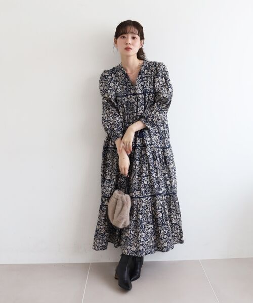 le.coeur blanc / ルクールブラン ロング・マキシ丈ワンピース | 《手洗い可能》Fanaka別注フラワー×ストライプワンピース | 詳細2