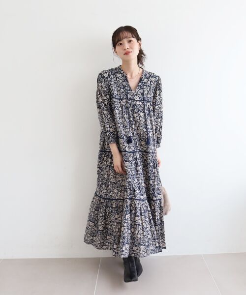 le.coeur blanc / ルクールブラン ロング・マキシ丈ワンピース | 《手洗い可能》Fanaka別注フラワー×ストライプワンピース | 詳細7