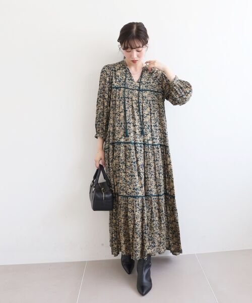 le.coeur blanc / ルクールブラン ロング・マキシ丈ワンピース | 《手洗い可能》Fanaka別注フラワープリントワンピース | 詳細13