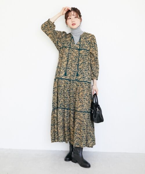 le.coeur blanc / ルクールブラン ロング・マキシ丈ワンピース | 《手洗い可能》Fanaka別注フラワープリントワンピース | 詳細7