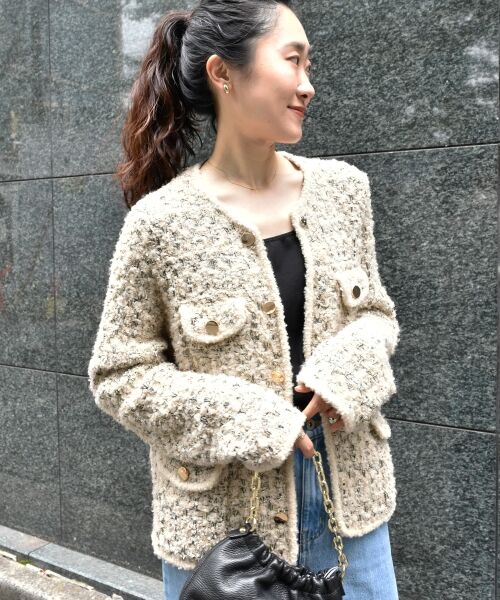 le.coeur blanc / ルクールブラン その他アウター | 《手洗い可能》TORRAZZO DONNAツイードニットジャケット | 詳細2