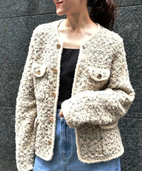 le.coeur blanc / ルクールブラン その他アウター | 《手洗い可能》TORRAZZO DONNAツイードニットジャケット | 詳細3