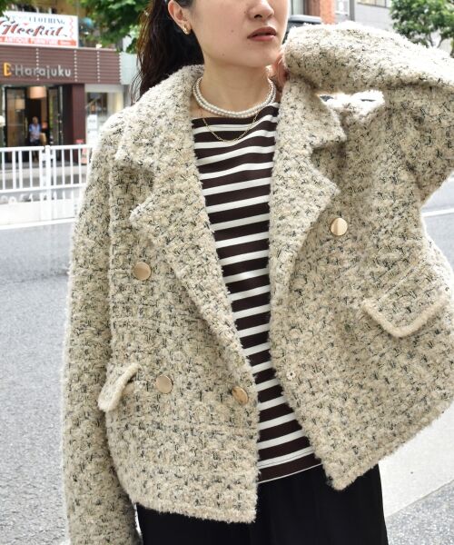 le.coeur blanc / ルクールブラン ピーコート | 《手洗い可能》TORRAZZO DONNAツイードニットPコート | 詳細10