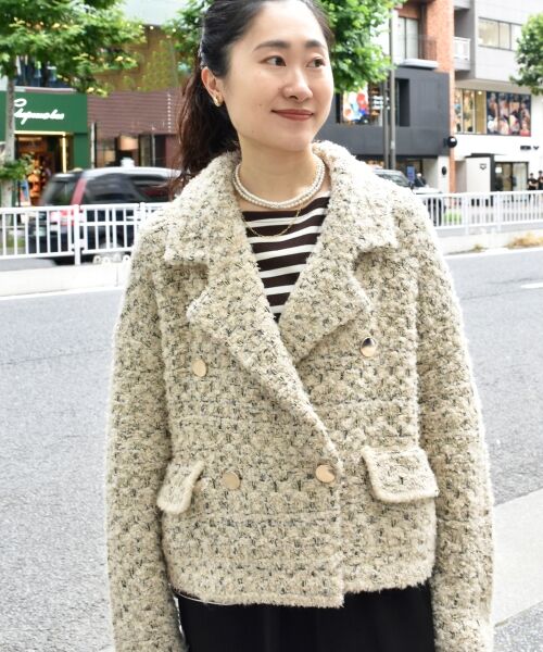 le.coeur blanc / ルクールブラン ピーコート | 《手洗い可能》TORRAZZO DONNAツイードニットPコート | 詳細2