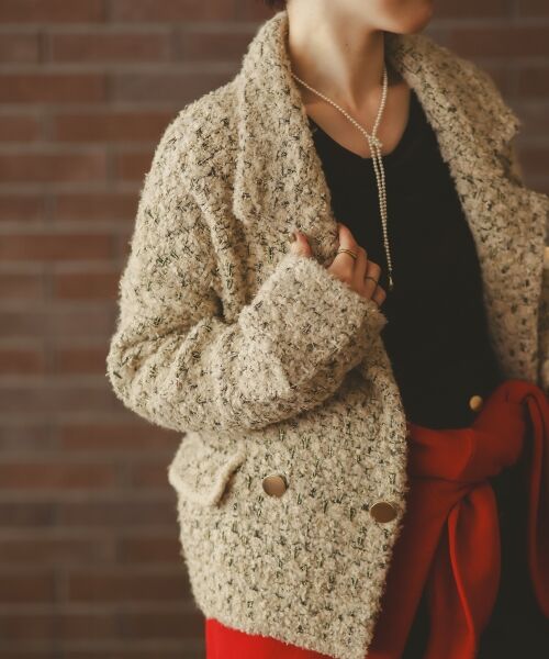 le.coeur blanc / ルクールブラン ピーコート | 《手洗い可能》TORRAZZO DONNAツイードニットPコート | 詳細20