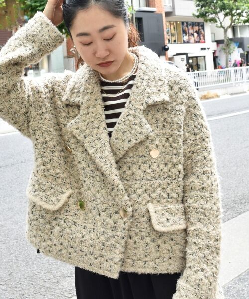 le.coeur blanc / ルクールブラン ピーコート | 《手洗い可能》TORRAZZO DONNAツイードニットPコート | 詳細3