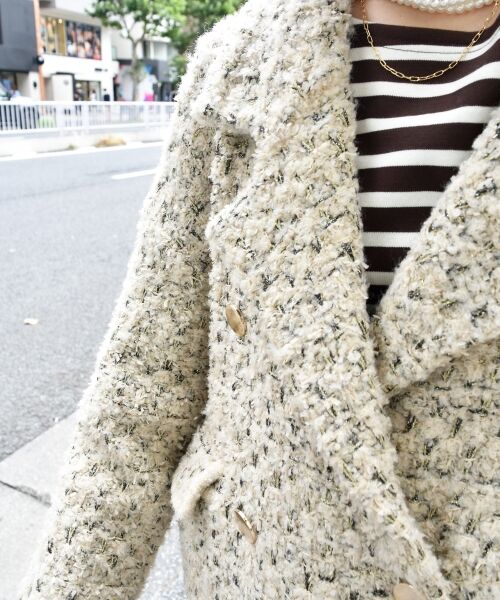 le.coeur blanc / ルクールブラン ピーコート | 《手洗い可能》TORRAZZO DONNAツイードニットPコート | 詳細5