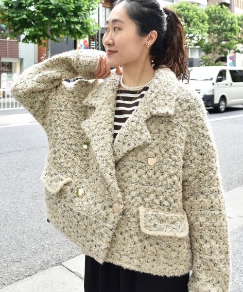 le.coeur blanc / ルクールブラン ピーコート | 《手洗い可能》TORRAZZO DONNAツイードニットPコート | 詳細6