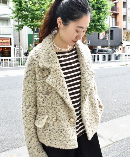 le.coeur blanc / ルクールブラン ピーコート | 《手洗い可能》TORRAZZO DONNAツイードニットPコート | 詳細9