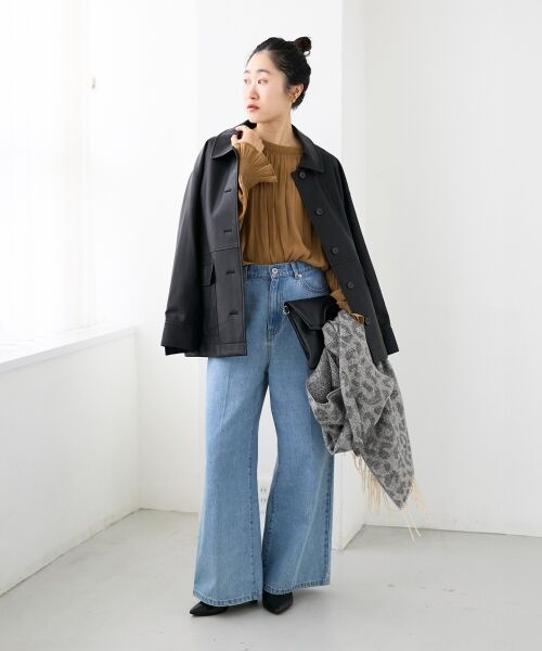 le.coeur blanc / ルクールブラン マフラー・ショール・スヌード・ストール | レオパード＆ヘリンボーン柄ストール | 詳細5