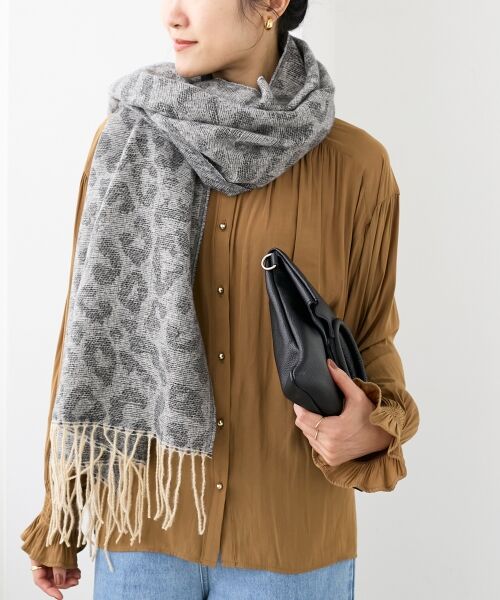 le.coeur blanc / ルクールブラン マフラー・ショール・スヌード・ストール | レオパード＆ヘリンボーン柄ストール | 詳細6