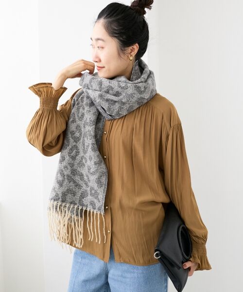 le.coeur blanc / ルクールブラン マフラー・ショール・スヌード・ストール | レオパード＆ヘリンボーン柄ストール | 詳細7