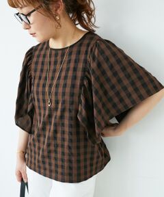 le.coeur blanc / ルクールブラン シャツ・ブラウス | 《手洗い可能》ギンガムギャザーフレアスリーブブラウス
