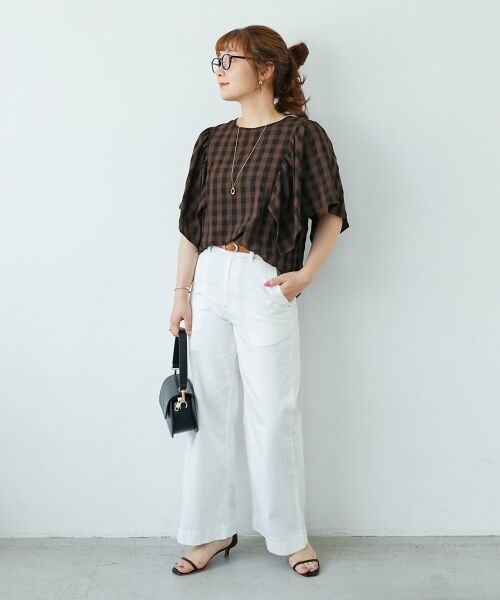 le.coeur blanc / ルクールブラン シャツ・ブラウス | 《手洗い可能》ギンガムギャザーフレアスリーブブラウス | 詳細10