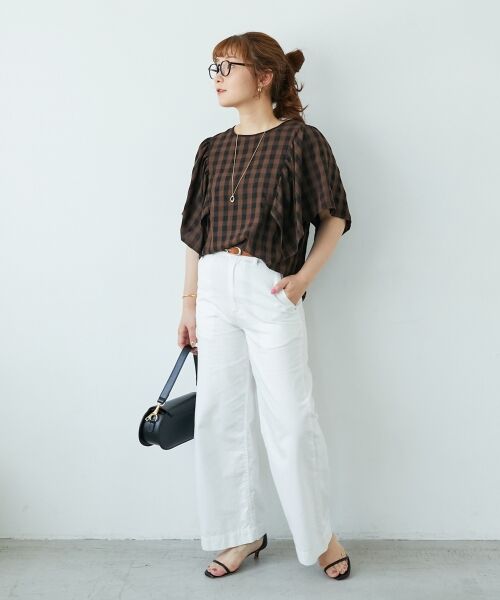 le.coeur blanc / ルクールブラン シャツ・ブラウス | 《手洗い可能》ギンガムギャザーフレアスリーブブラウス | 詳細11
