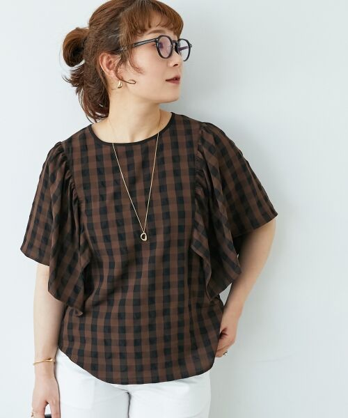 le.coeur blanc / ルクールブラン シャツ・ブラウス | 《手洗い可能》ギンガムギャザーフレアスリーブブラウス | 詳細12