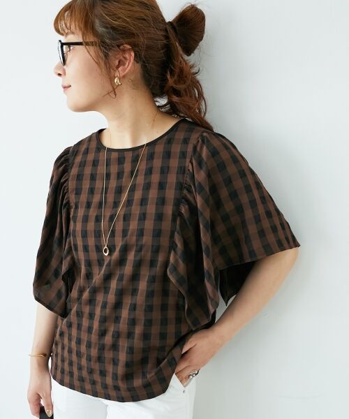 le.coeur blanc / ルクールブラン シャツ・ブラウス | 《手洗い可能》ギンガムギャザーフレアスリーブブラウス | 詳細13