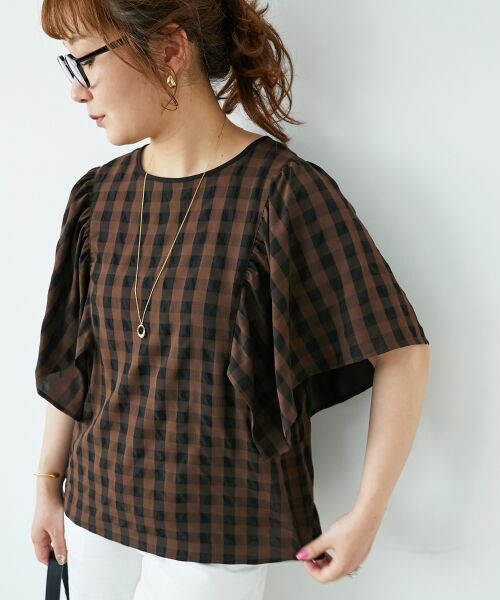 le.coeur blanc / ルクールブラン シャツ・ブラウス | 《手洗い可能》ギンガムギャザーフレアスリーブブラウス | 詳細14