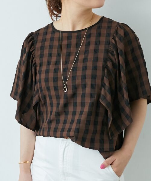 le.coeur blanc / ルクールブラン シャツ・ブラウス | 《手洗い可能》ギンガムギャザーフレアスリーブブラウス | 詳細15