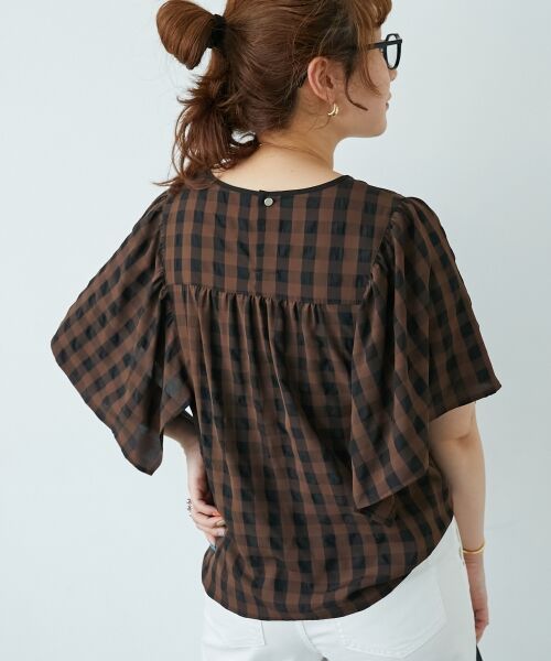 le.coeur blanc / ルクールブラン シャツ・ブラウス | 《手洗い可能》ギンガムギャザーフレアスリーブブラウス | 詳細17
