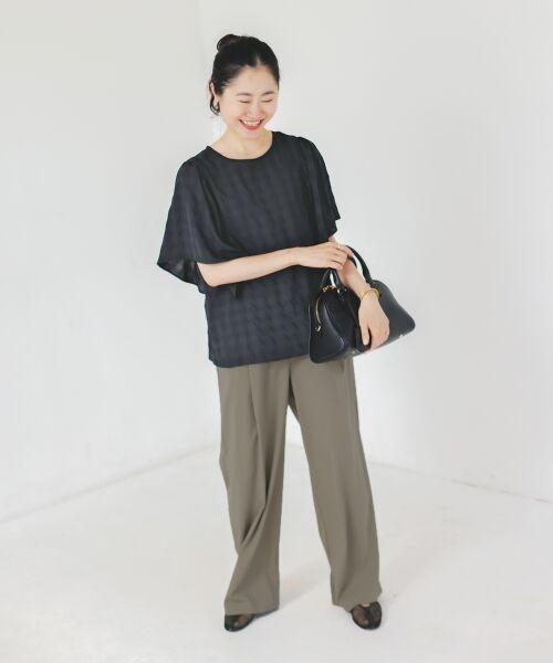 le.coeur blanc / ルクールブラン シャツ・ブラウス | 《手洗い可能》ギンガムギャザーフレアスリーブブラウス | 詳細5