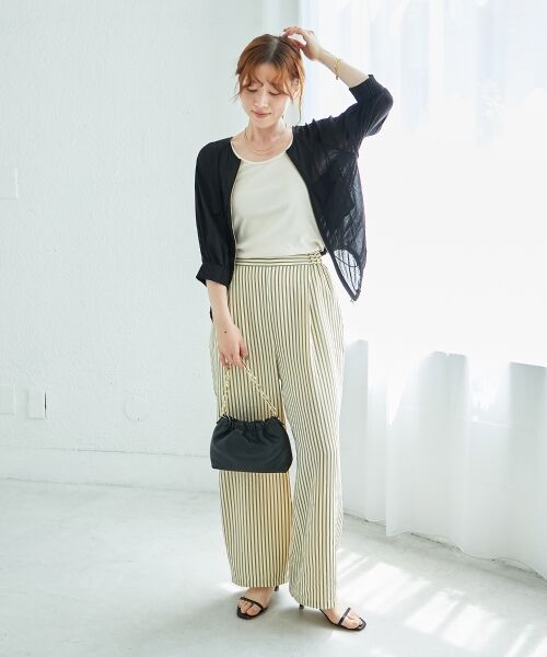 le.coeur blanc / ルクールブラン その他パンツ | 《楽な履き心地◎》ドビーストライプサッカータックパンツ | 詳細3