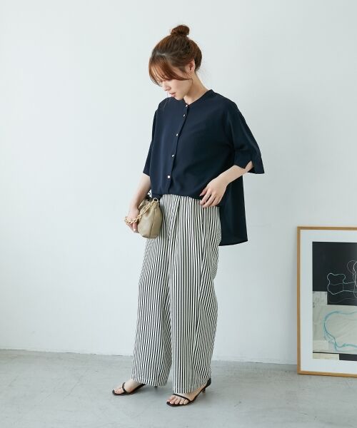 le.coeur blanc / ルクールブラン その他パンツ | 《楽な履き心地◎》ドビーストライプサッカータックパンツ | 詳細30