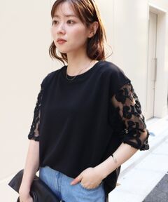 le.coeur blanc / ルクールブラン カットソー | 《手洗い可能》スリーブシアーレースプルオーバー