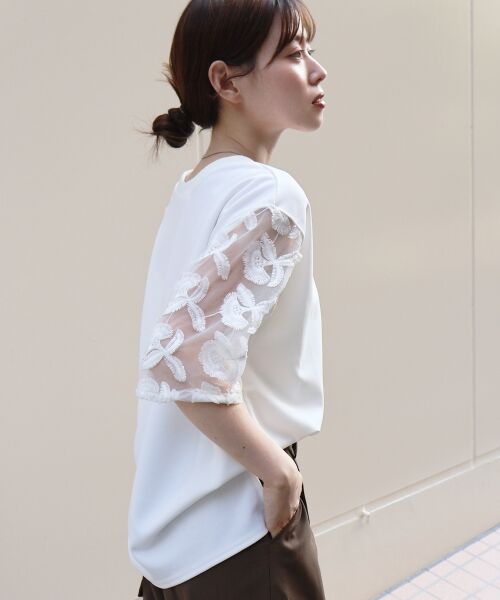 le.coeur blanc / ルクールブラン カットソー | 《手洗い可能》スリーブシアーレースプルオーバー | 詳細11