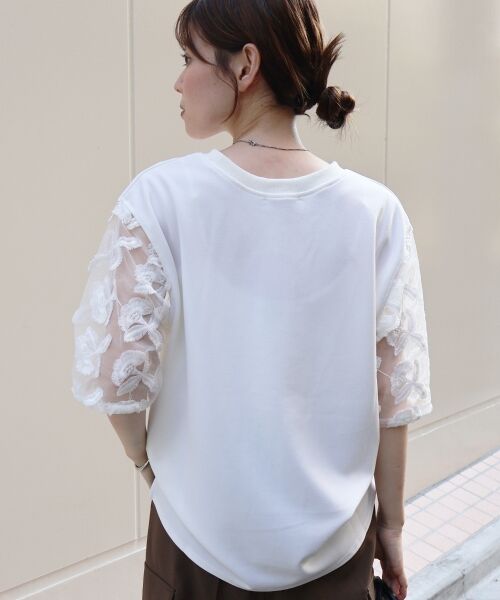 le.coeur blanc / ルクールブラン カットソー | 《手洗い可能》スリーブシアーレースプルオーバー | 詳細12