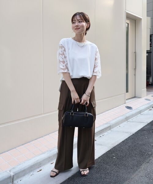 le.coeur blanc / ルクールブラン カットソー | 《手洗い可能》スリーブシアーレースプルオーバー | 詳細14